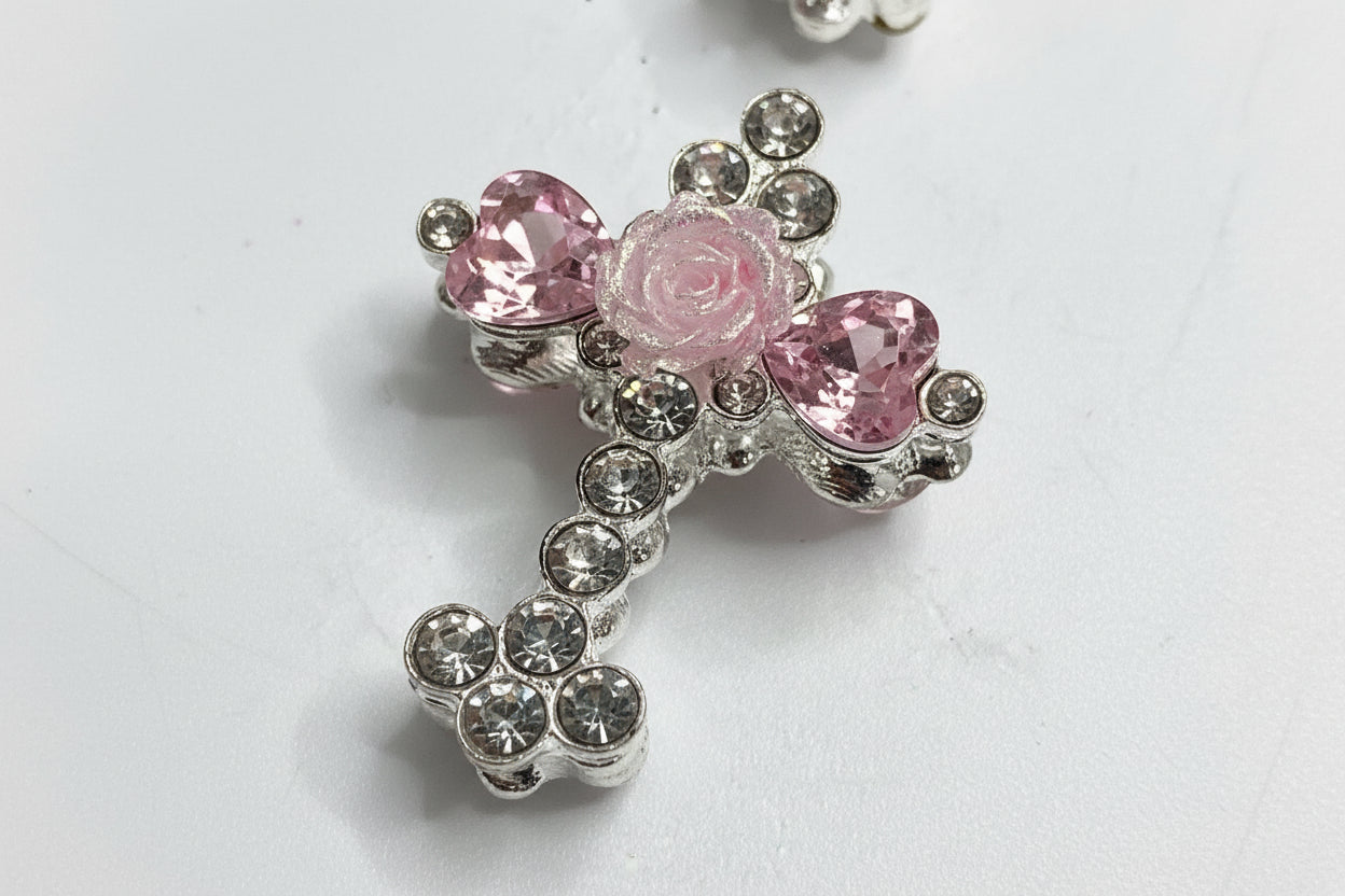 Cross Flower Cross Love Heart Swarovski Cross Metal cross beaded necklace