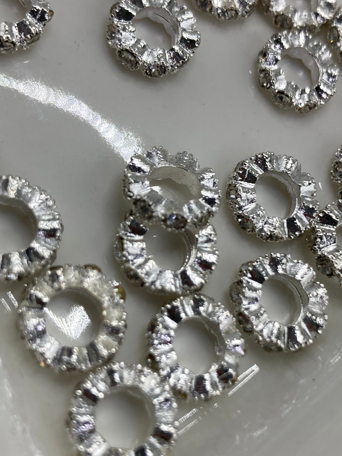 Metal flange gasket ring Metal spacer with rhinestones 10mm