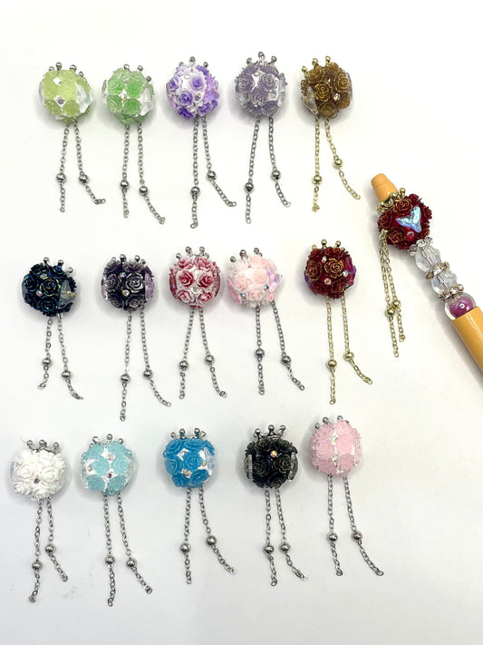 Fancy Beads With Dangle Dangling Metal Crown with Rhinestone Fishtail and Metal Chain Pendant Clay Bead,Random Mix,20mm Fancy-488