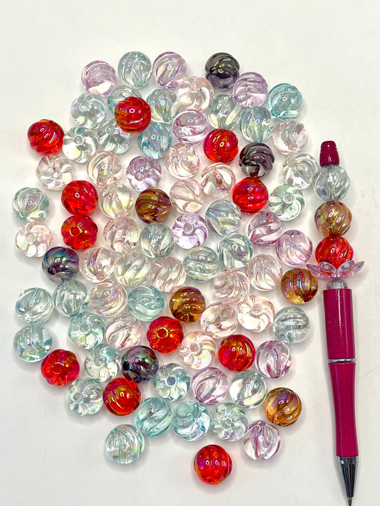 Clear Pumpkin Acrylic Colored Beads,Random Mix,16mm