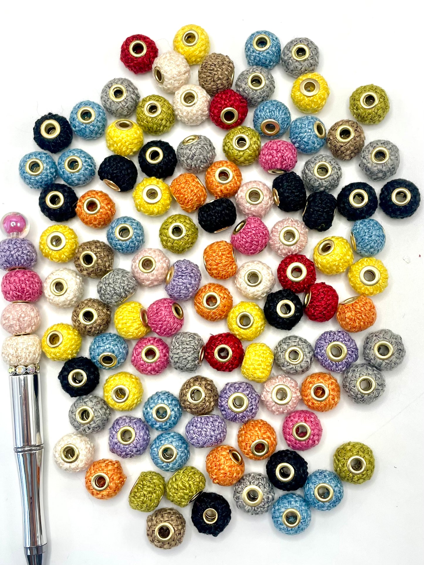 knit spacer Pom Pom Flutty Hard With Downy Beads and Random Mix,16mm