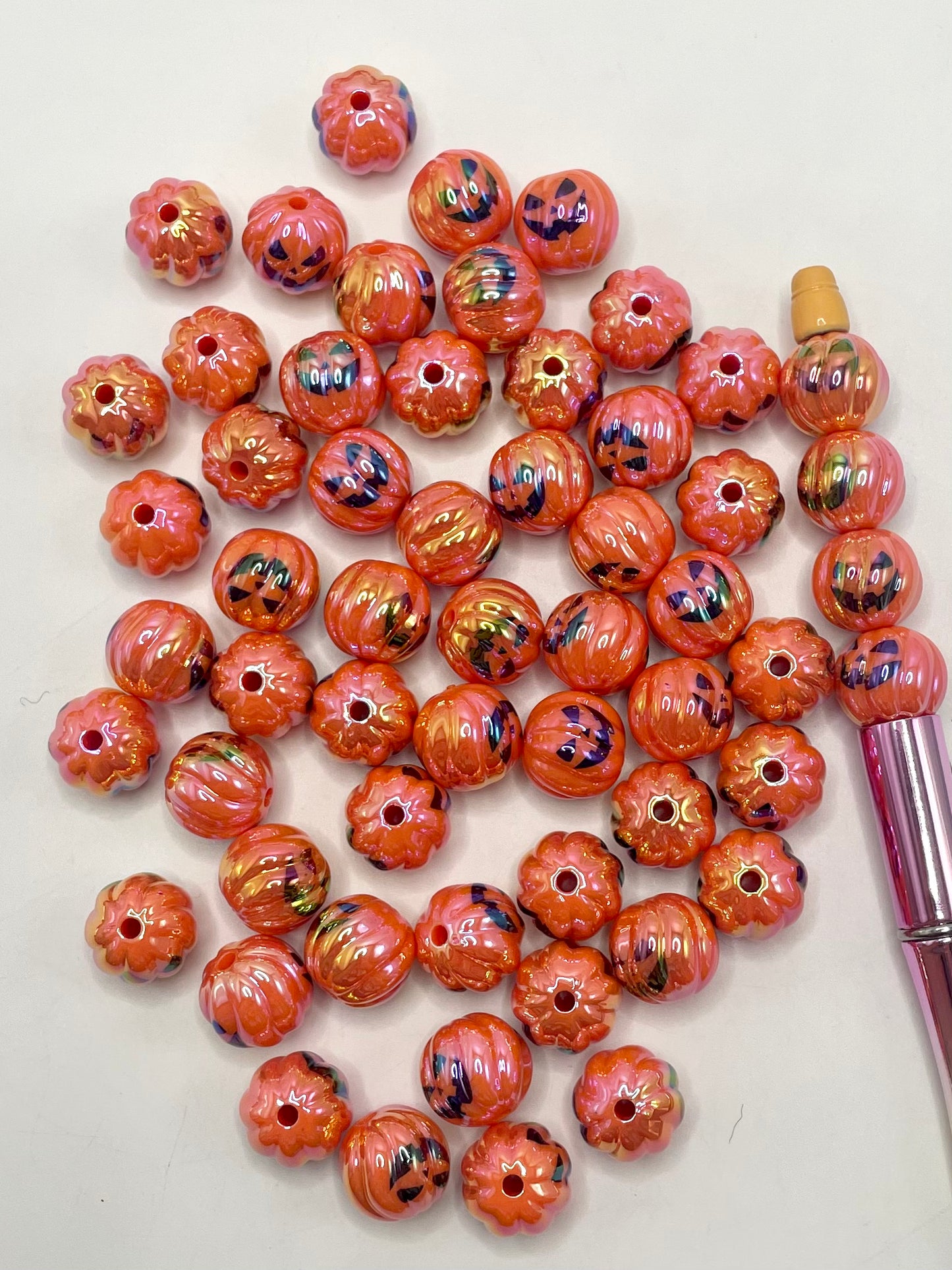 Halloween Orange Acrylic Pumpkin Beads,16mm