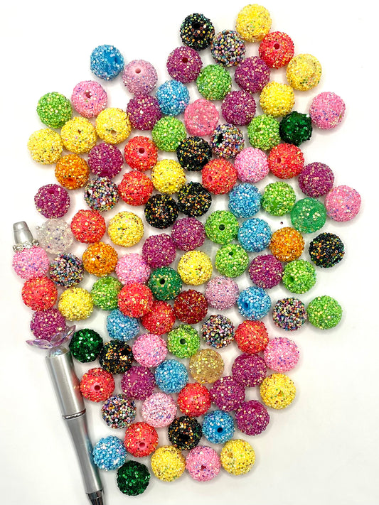 Sequined Sequin Round shape Acrylic Bead  ,Random Mix,16mm