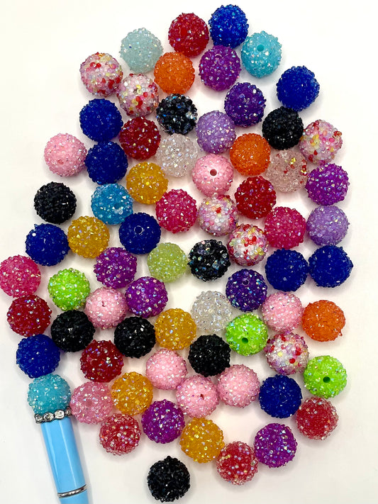 Clear Multi-colored Sugar Acrylic Round Beads,Random Mix,16mm