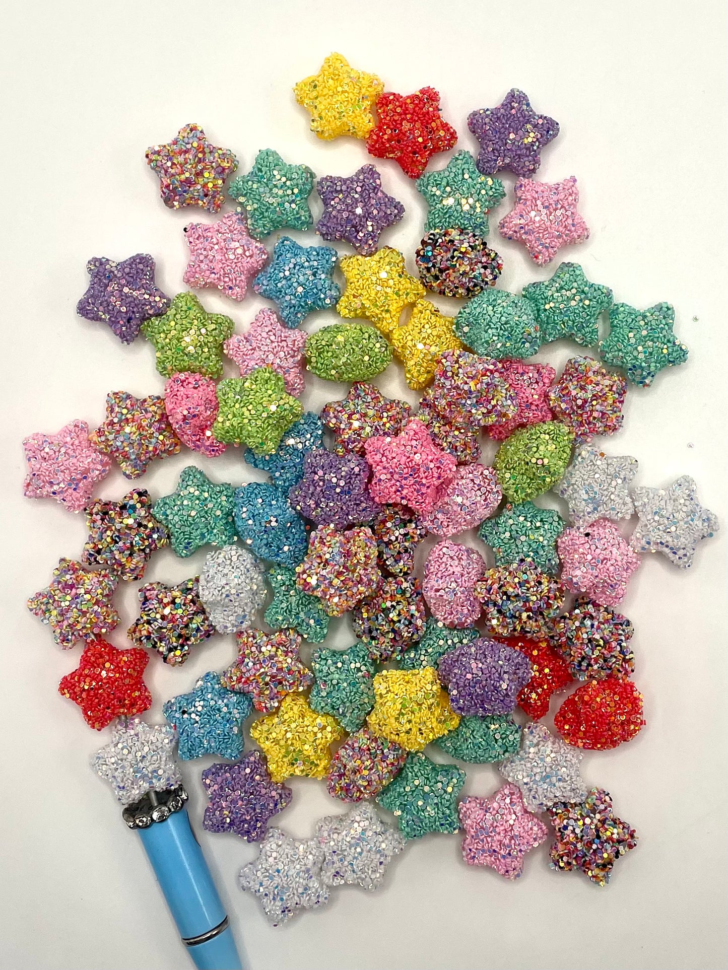 Sequined Sequin Round Shape Acrylic Star Bead,Random Mix,20mm