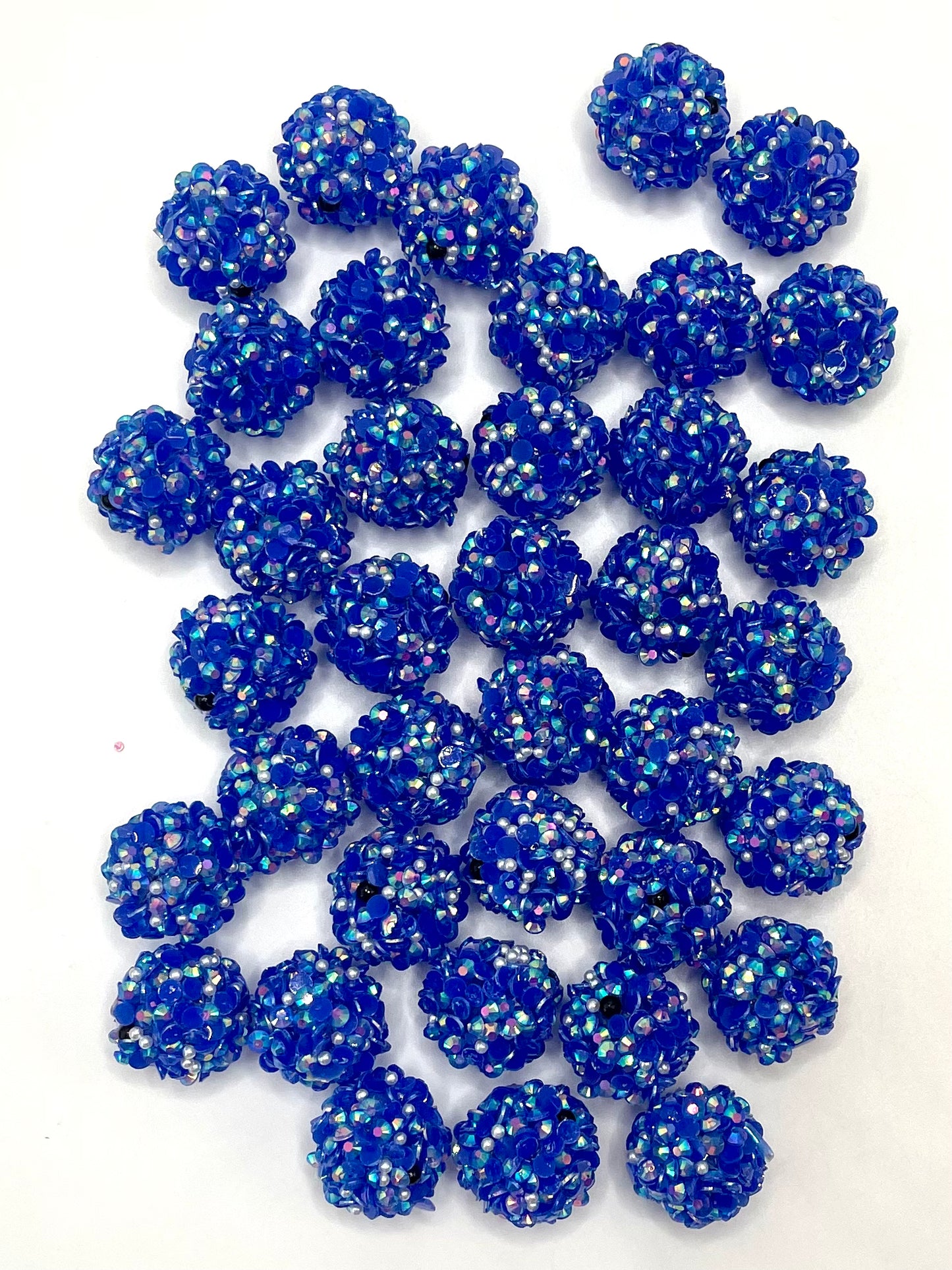 Multicolor Sequin UV Rhinestones with Pearl Rhinestones,Random Mix,18mm