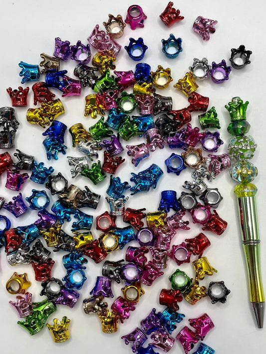 Glossy Metal Color Multicolor Crown Spacers,Random Mix,13mm