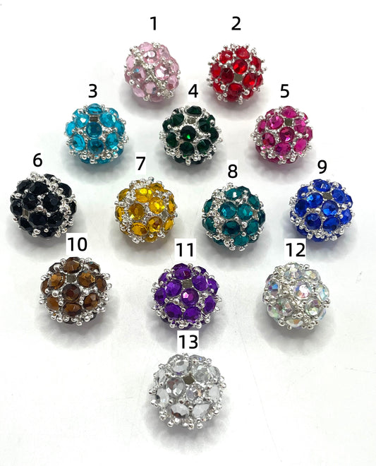 Alloy Bead Drak Color Metal Silver Thorn Ball with Multicolor Rhinestones,Random Mix,18mm Random Mix
