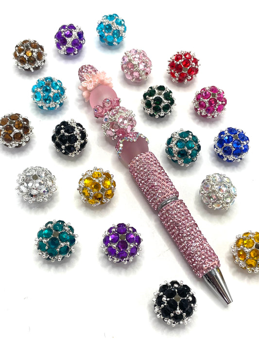 Alloy Bead Drak Color Metal Silver Thorn Ball with Multicolor Rhinestones,Random Mix,18mm Random Mix