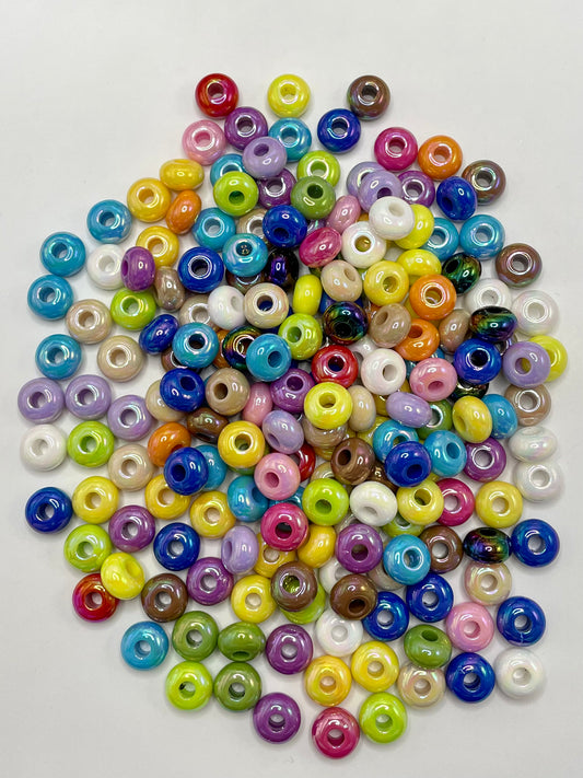 Multi-color Glossy Wheel Bead Spacers,Random Mix,14mm