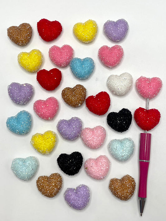 Sugar Heart Beads Solid Acrylic Bead,Random Mix,27mm