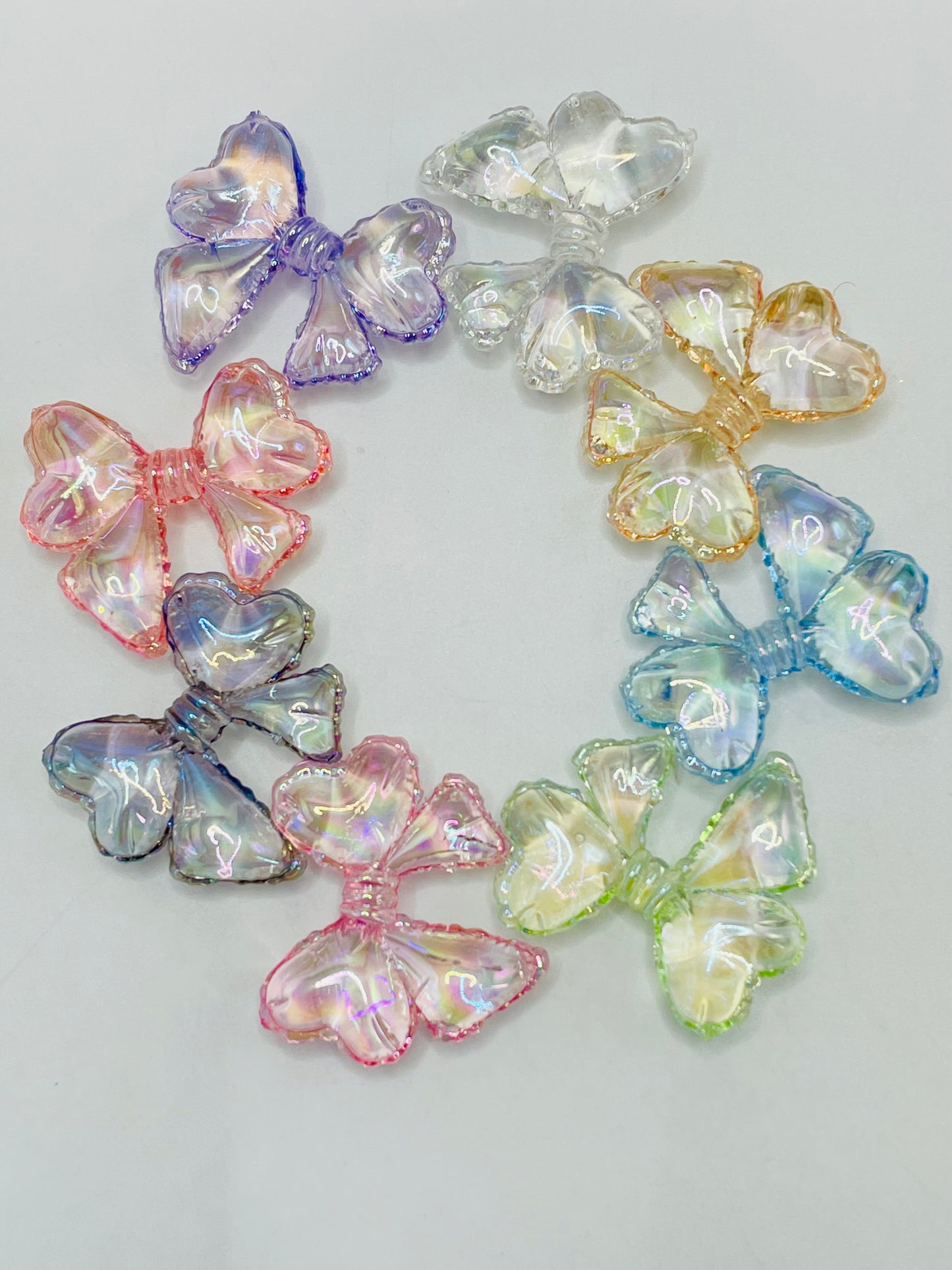 Acrylic bead Acrylic bow with sparkling beads Transparent bow colorful UV beading 33mm Randoom Mix