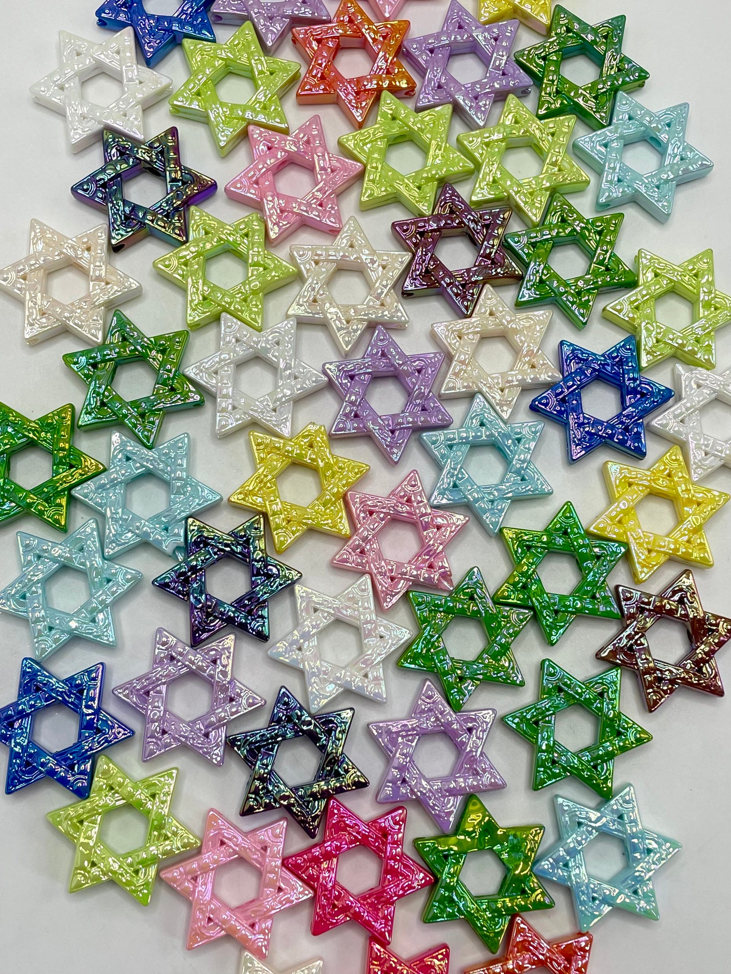 Hexagonal star beaded Multi-color UV hexagonal star hollow beading Random Mix25mm