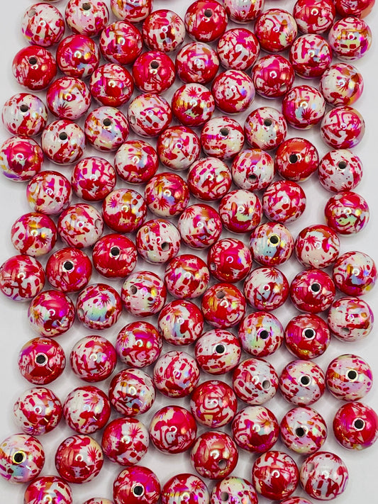 Halloween series  Acrylic bead Red and white bloodiness All Saints' Day Bead 16mm