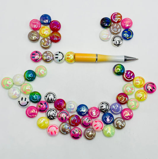 Acrylic hyacinth Smile bead Colorful smiley face UV beads Random Mix 16mm