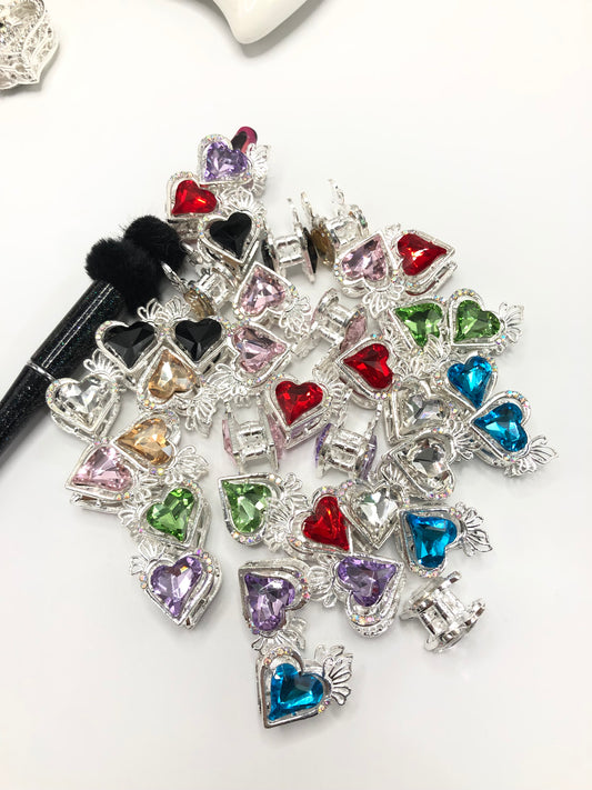 fancy alloy metal bead heart petal rhinestone Bead 20mm Random Mix