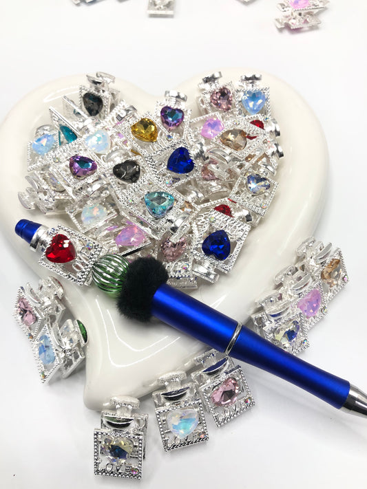 fany metal bead Perfume bottle heart rhinestone Bead 15mm Random Mix