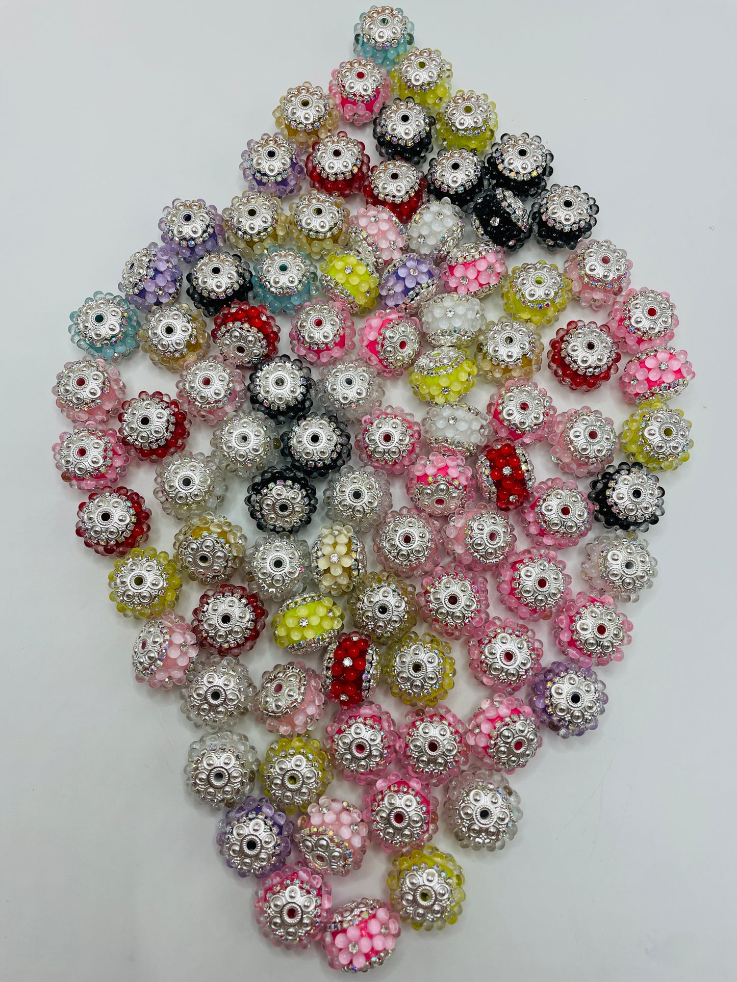 bubble Flower Bead Colorful Folwer with  Rhinestones spacer,Random Mix,22mm