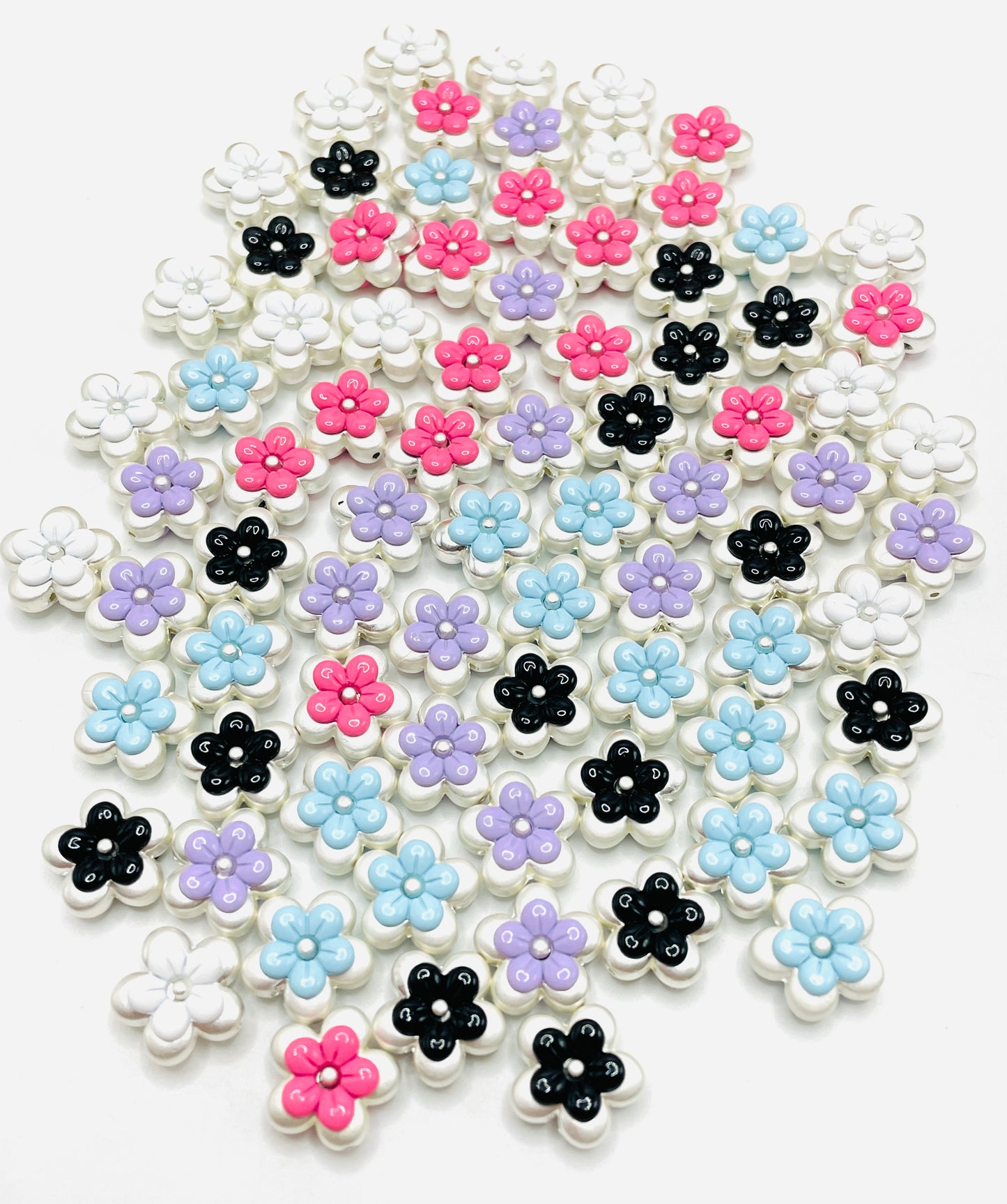 Metal bead  Metal flower Polychrome flower random mix 15mm