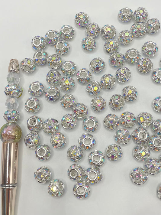 Metal Hollow Spacer with AB Color Rhinestones,12mm