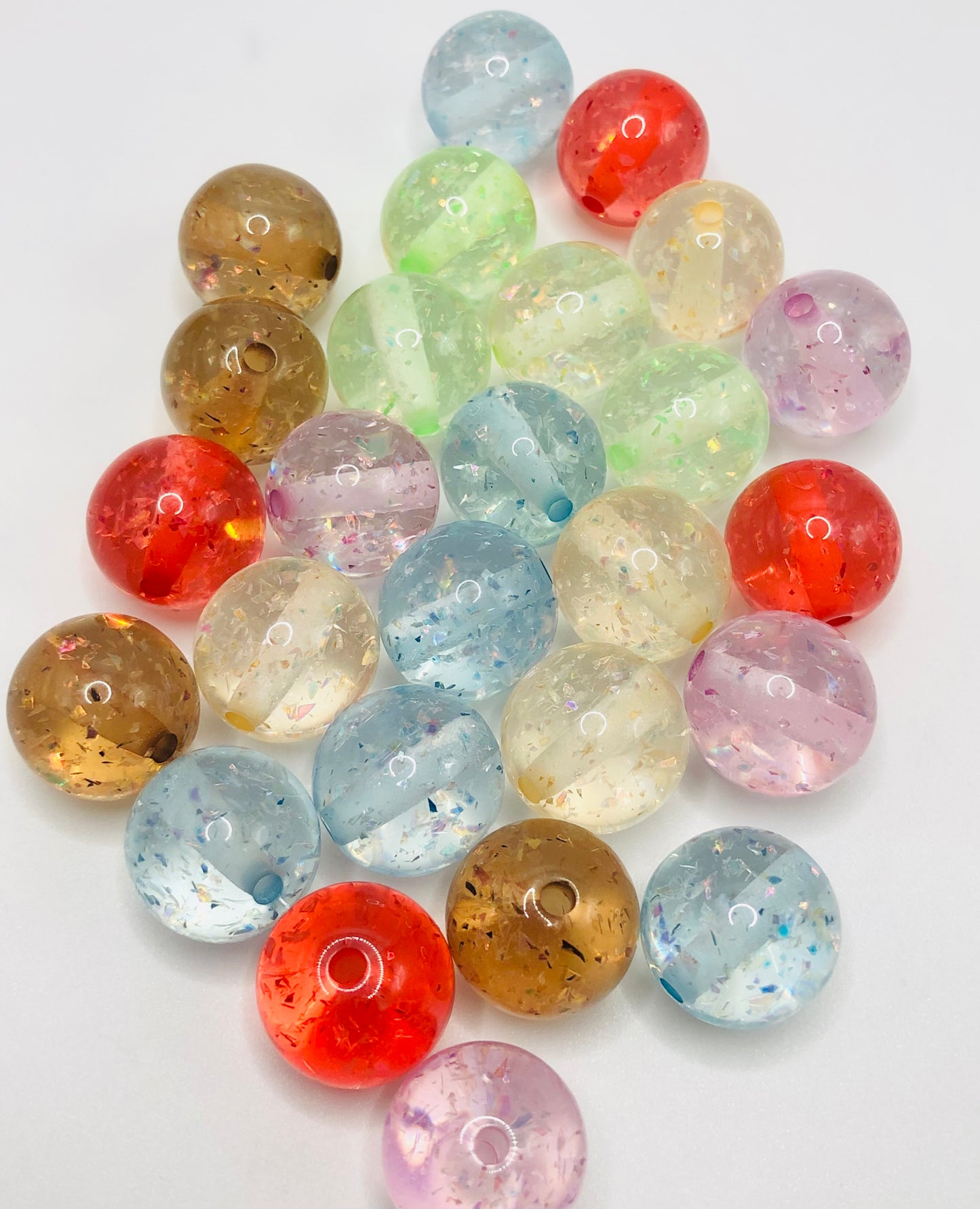 Acrylic bead Glitter and beads Multi-colored shiny beads Random mix 16mm