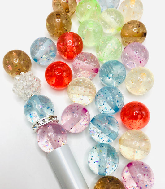 Acrylic bead Glitter and beads Multi-colored shiny beads Random mix 16mm