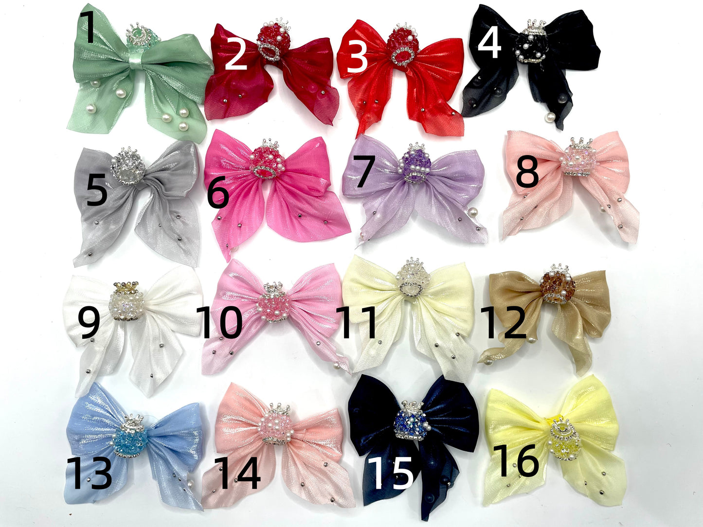 more colors textile fabrica with crown bead fancy bead silk bow pillow fancy bead craft with crown organza silk finishing bow ,ornament with pearl and sugar stone, delicate handcraft ,randon mix color