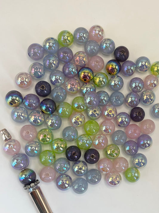 Clear Glitter Acrylic Beads with UV,Random Mix,16mm