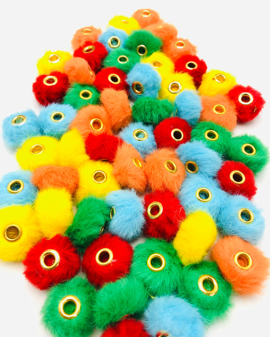 Fuzzy Spacer Pom Pom Flutty Hard With Downy Beads and Random Mix,16mm Optional Color