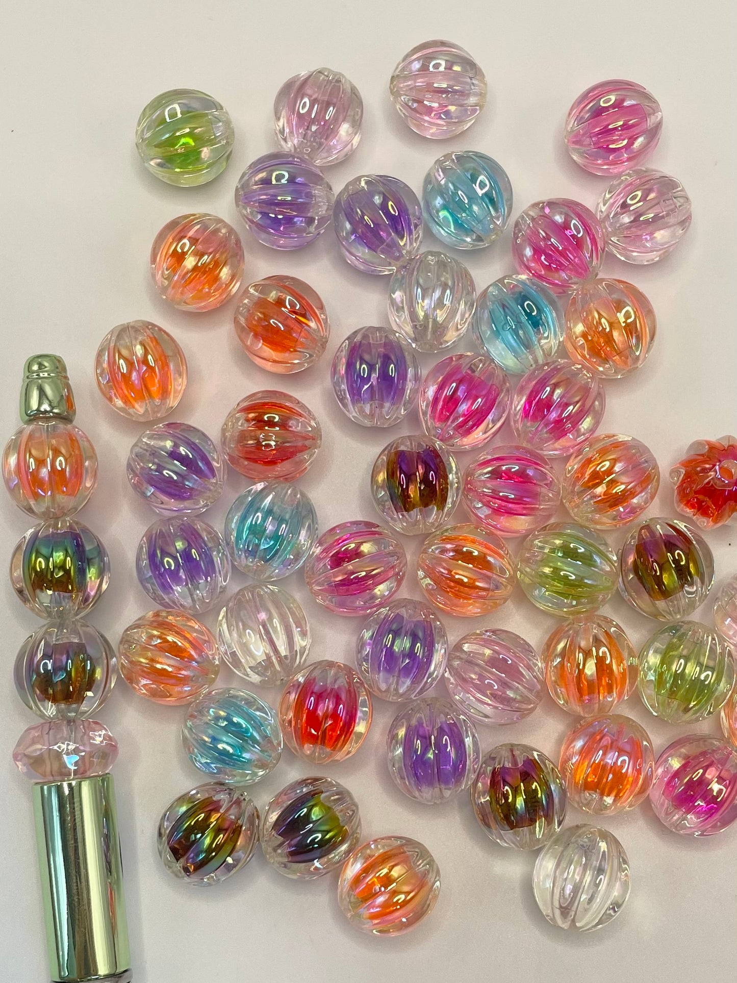 Double Clear Acrylic Pumpkin Candy Color Beads,Random Mix,16mm