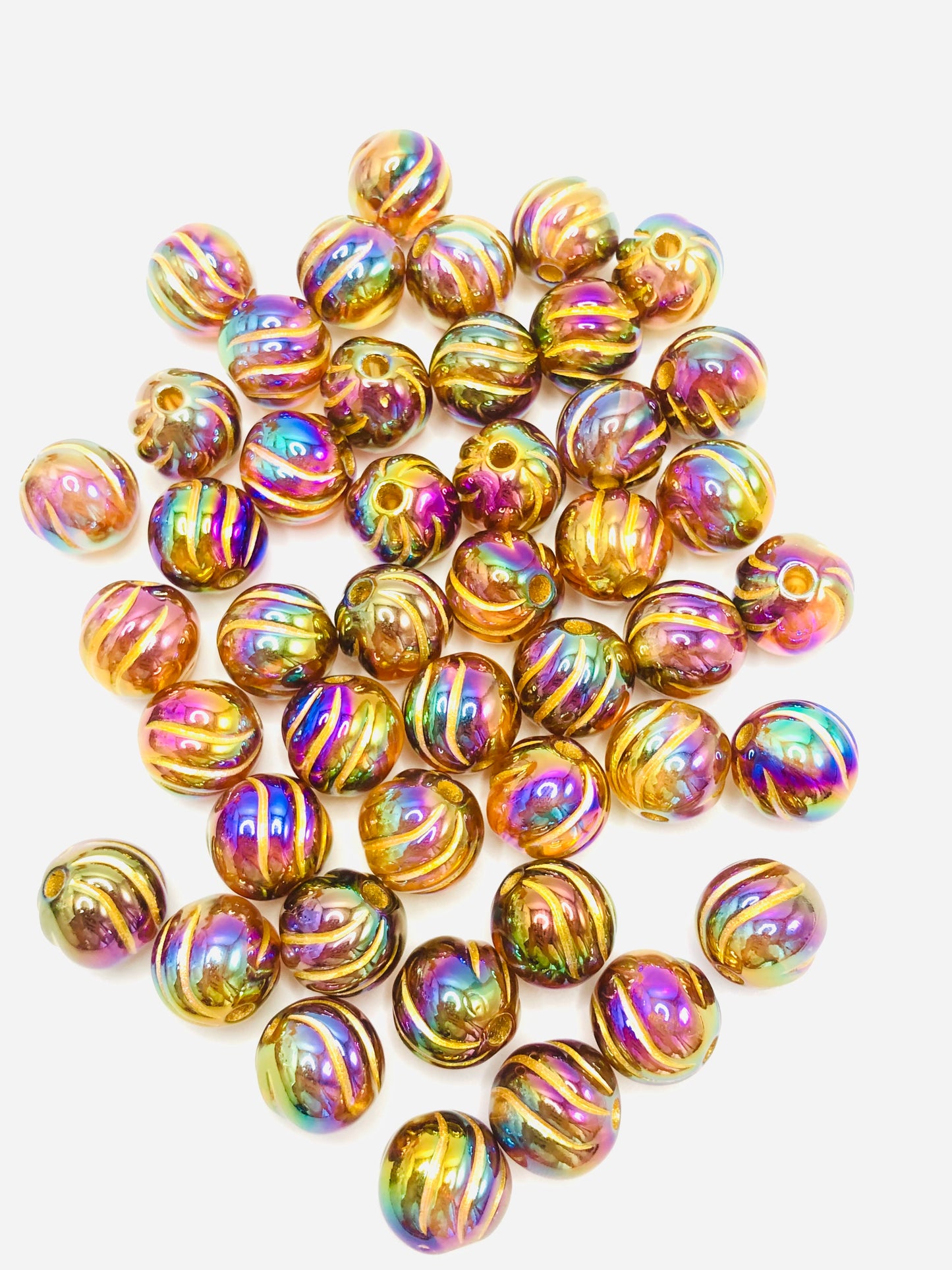 Gold acrylic pumpkin beads Golden curved UV pumpkin beads Random Mix 16mm