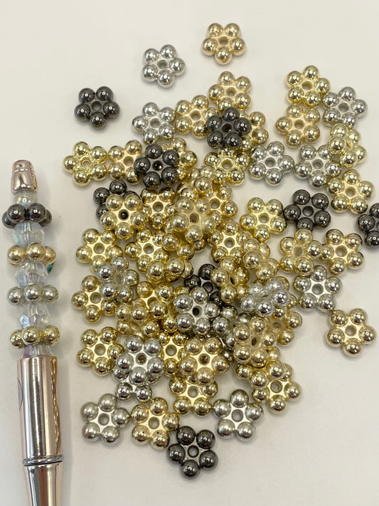 Metal Color Plastic Flowers Spacer,Random Mix,15mm