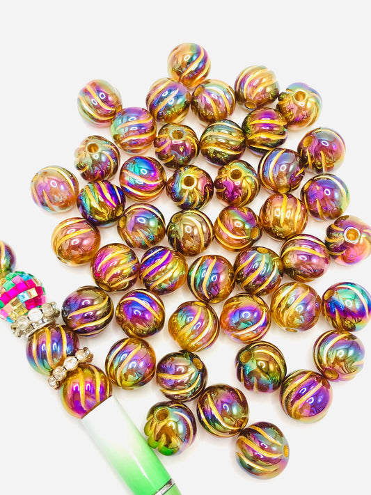 Gold acrylic pumpkin beads Golden curved UV pumpkin beads Random Mix 16mm