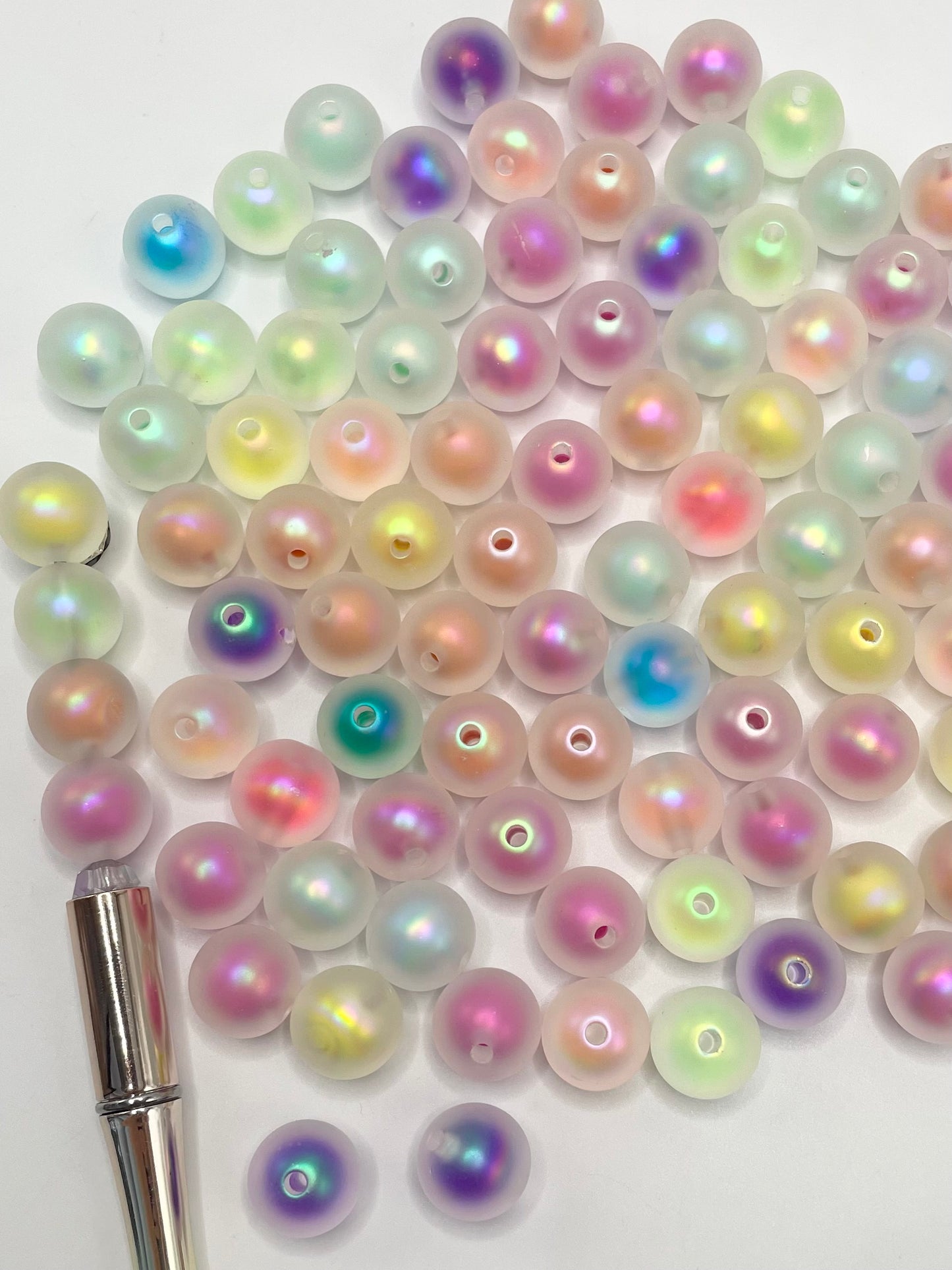 Frosted Double Layer Multicolor Acrylic Circle Beads with UV,Random Mix,16mm