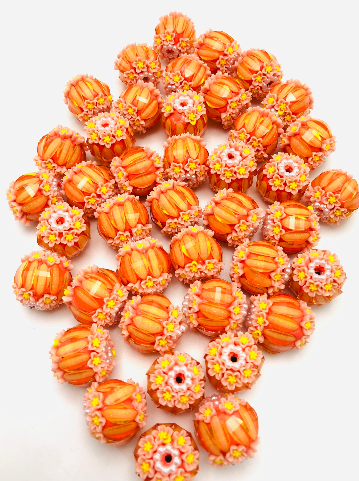 Fancy Lantern Bead Multiple Color Clear Lantern Acrylic Beads With Rhinestone flowers  ,Random Mix 18mm