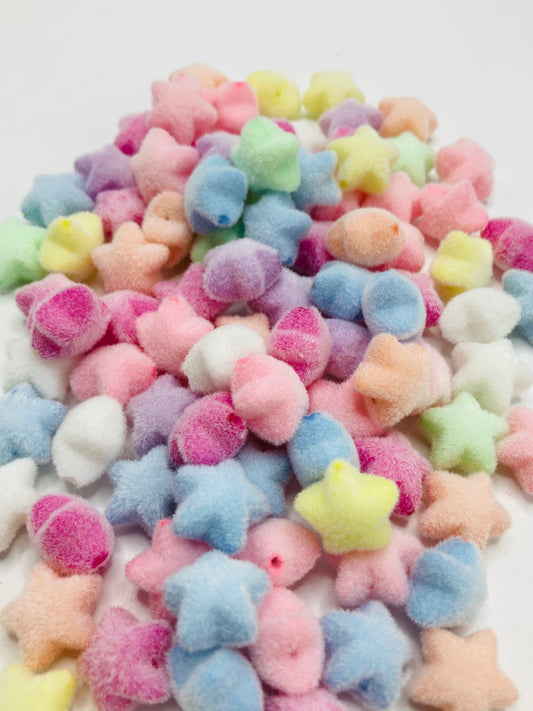 Acrylic star-shaped beads Furry star-shaped beads Fuzzy beads 19mm Random Mix