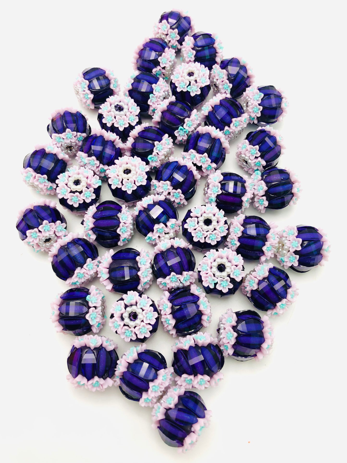 Fancy Lantern Bead Multiple Color Clear Lantern Acrylic Beads With Rhinestone flowers  ,Random Mix 18mm