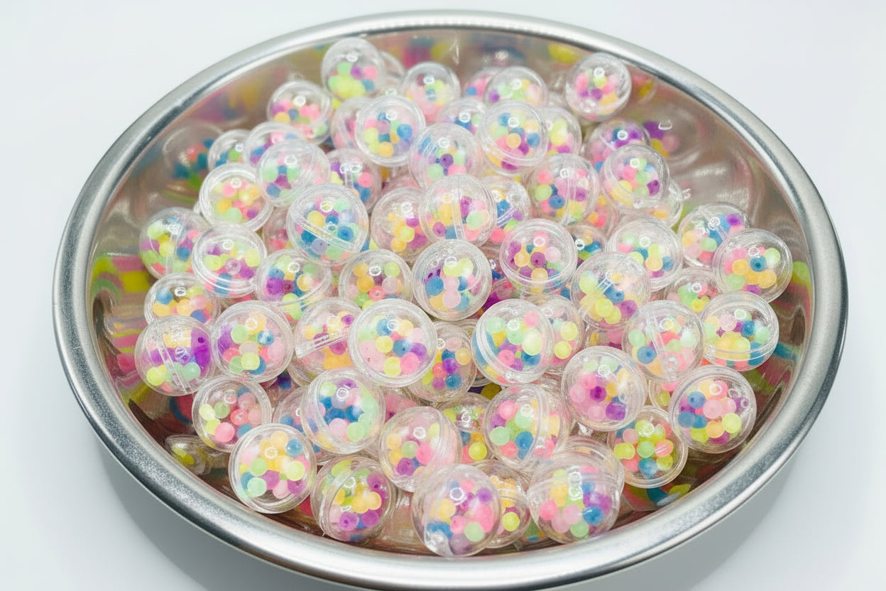 Acrylic beads There are particles inside. Jingling the beads 20mm Random Mix