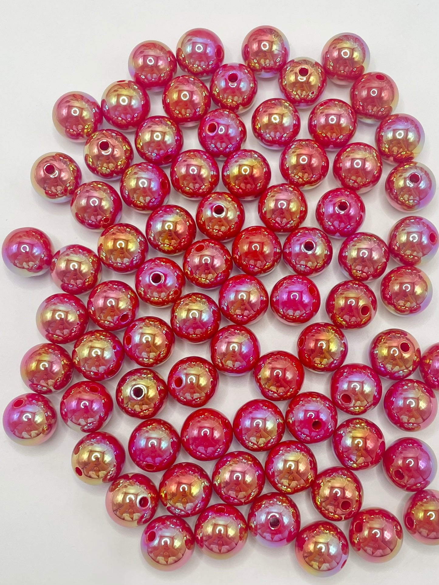 Colorful Glossy with Plating UV Acrylic Beads,16mm