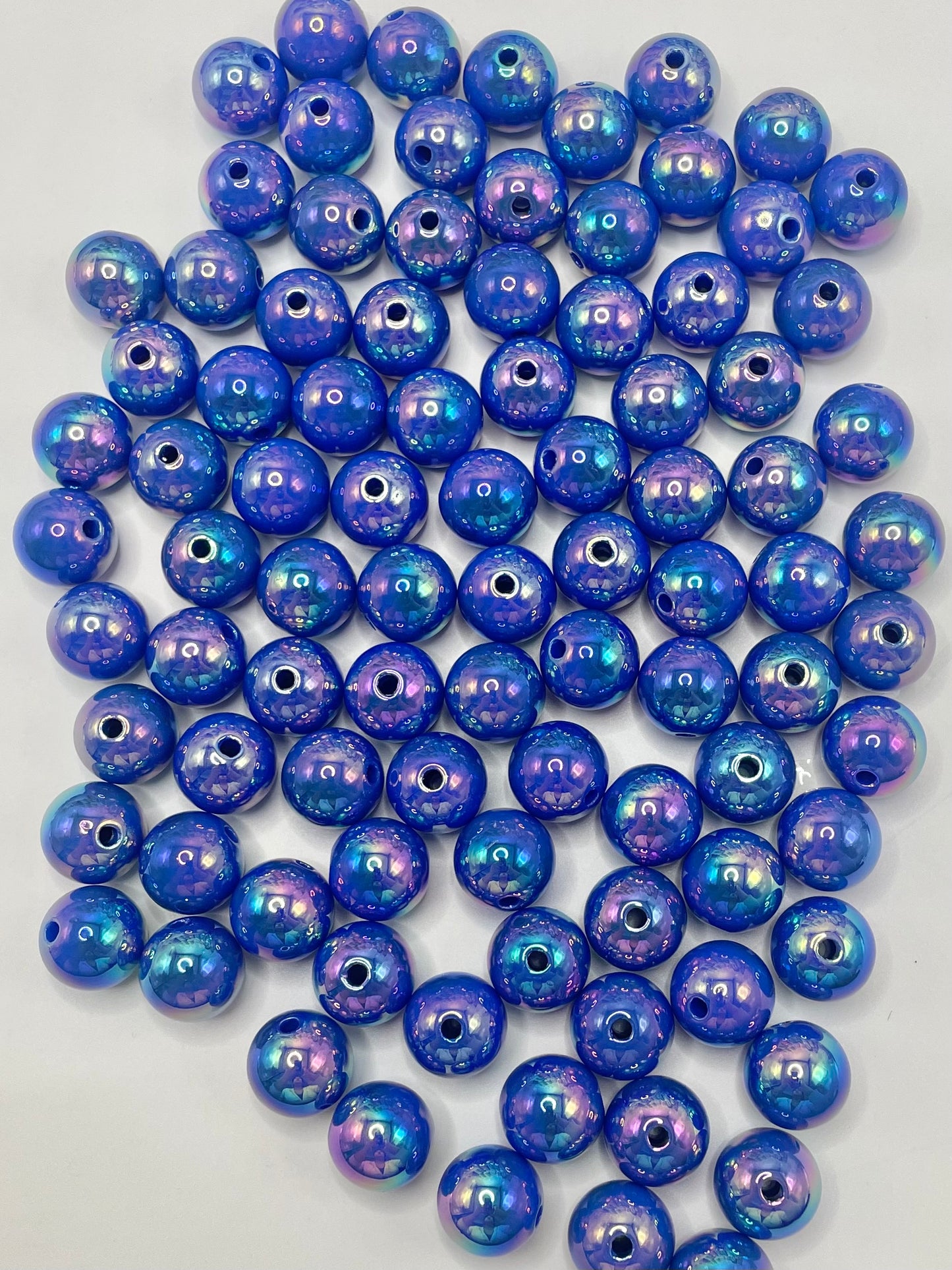 Colorful Glossy with Plating UV Acrylic Beads,16mm