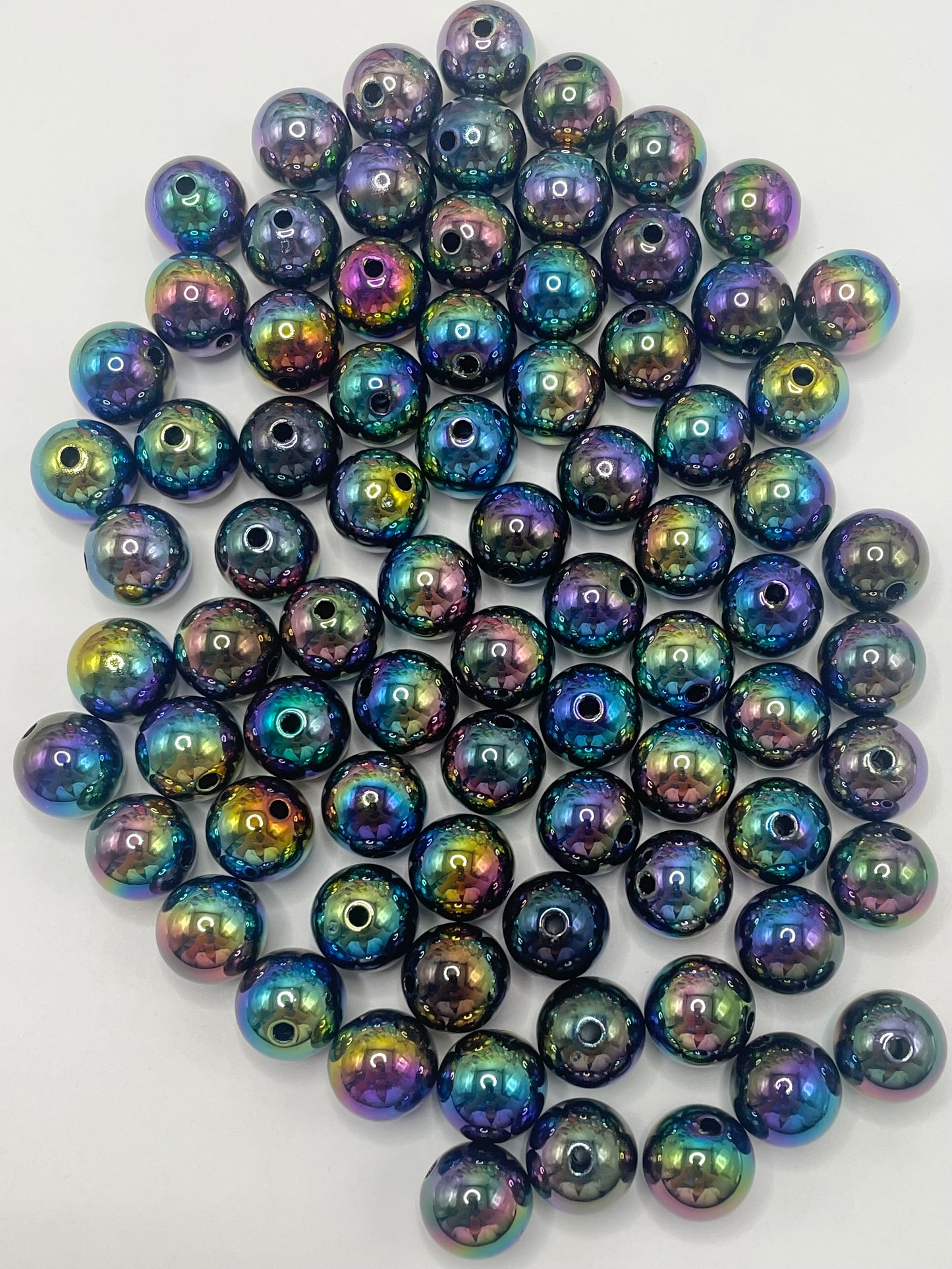 Colorful Glossy with Plating UV Acrylic Beads,16mm