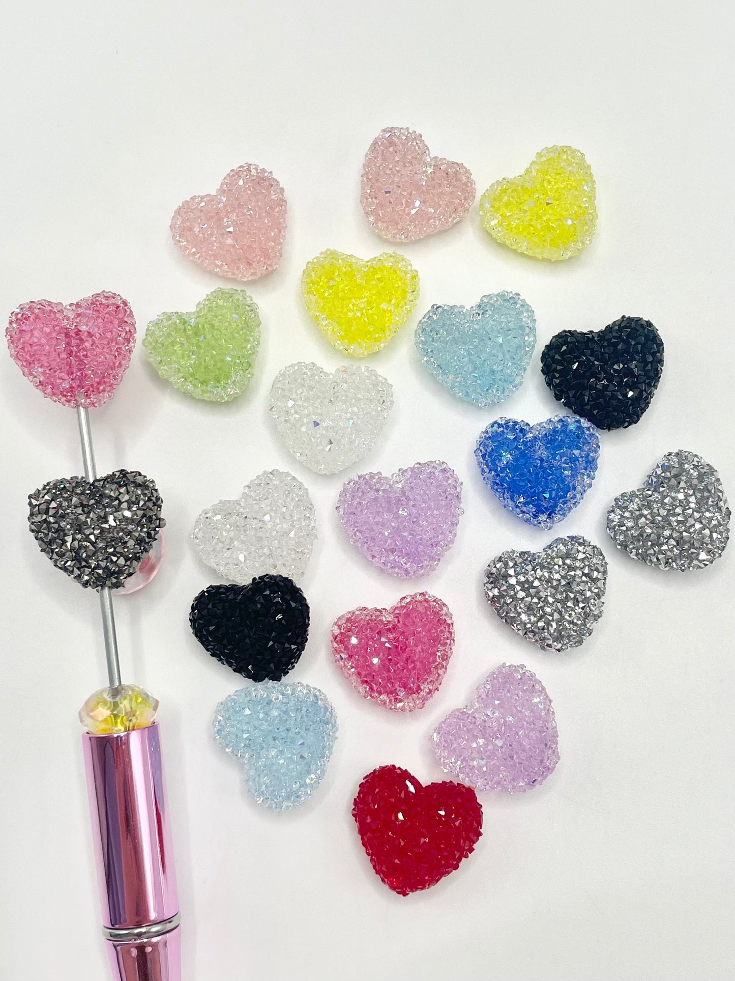 Gliter Clear Sugar Colorful Heart Beads,Random Mix,19mm