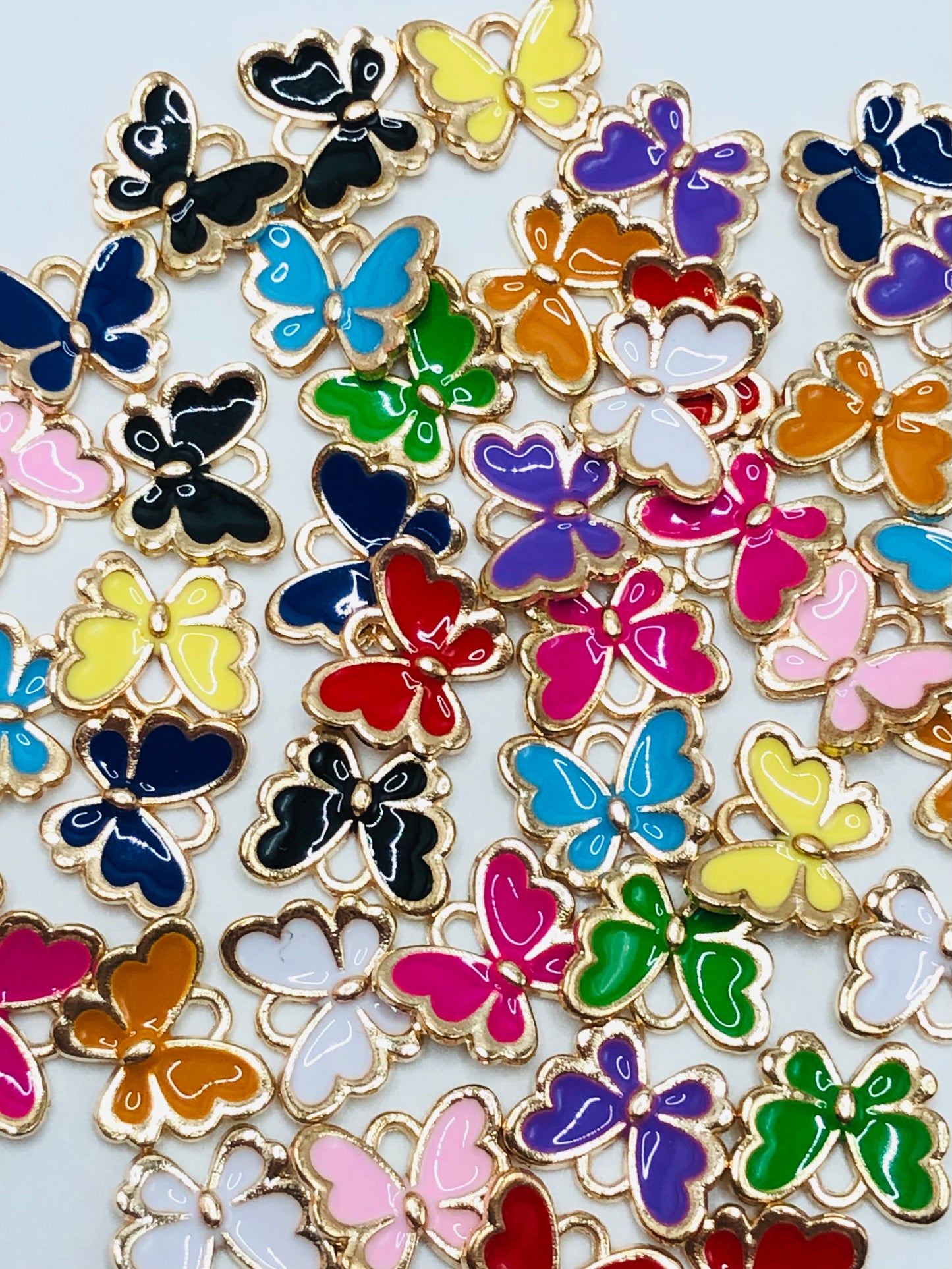 Cartoon cuteness Multi-colored diy charm spacer metal butterfly String of meta 13mm