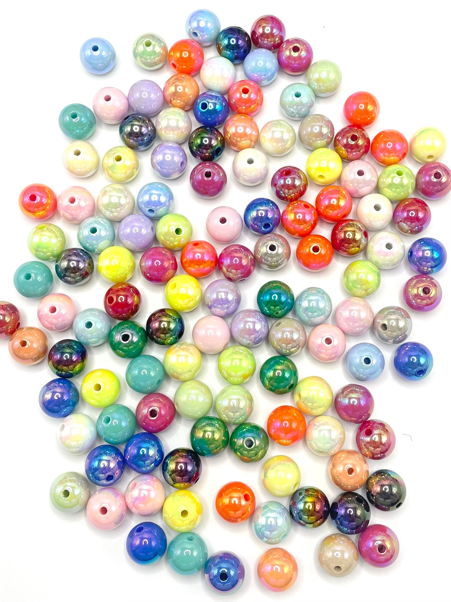 Colorful Glossy with Plating UV Acrylic Beads,16mm