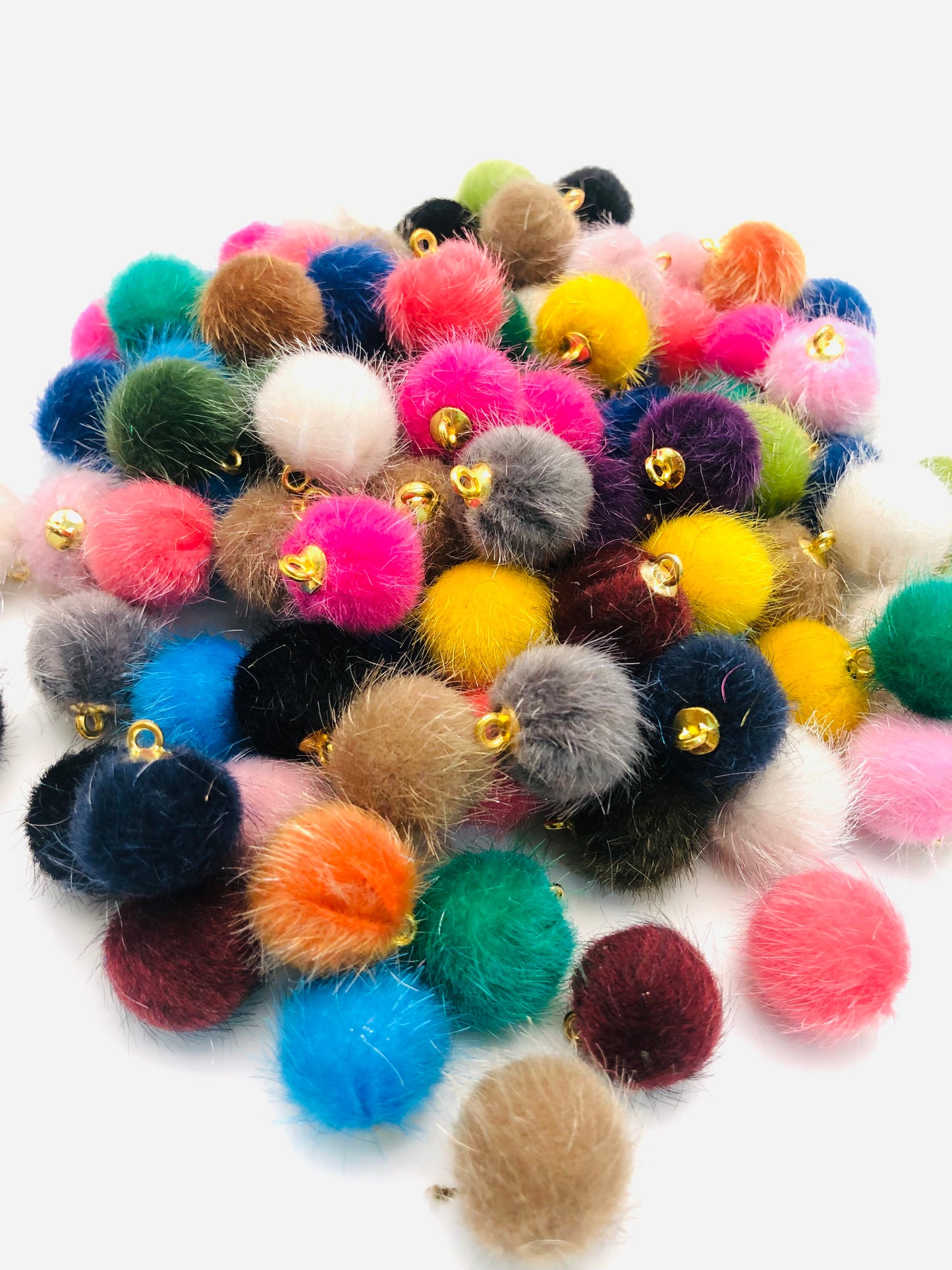 Fuzzy bead downy String of beads pendant Colorful furry pendants Random Mix 15mm