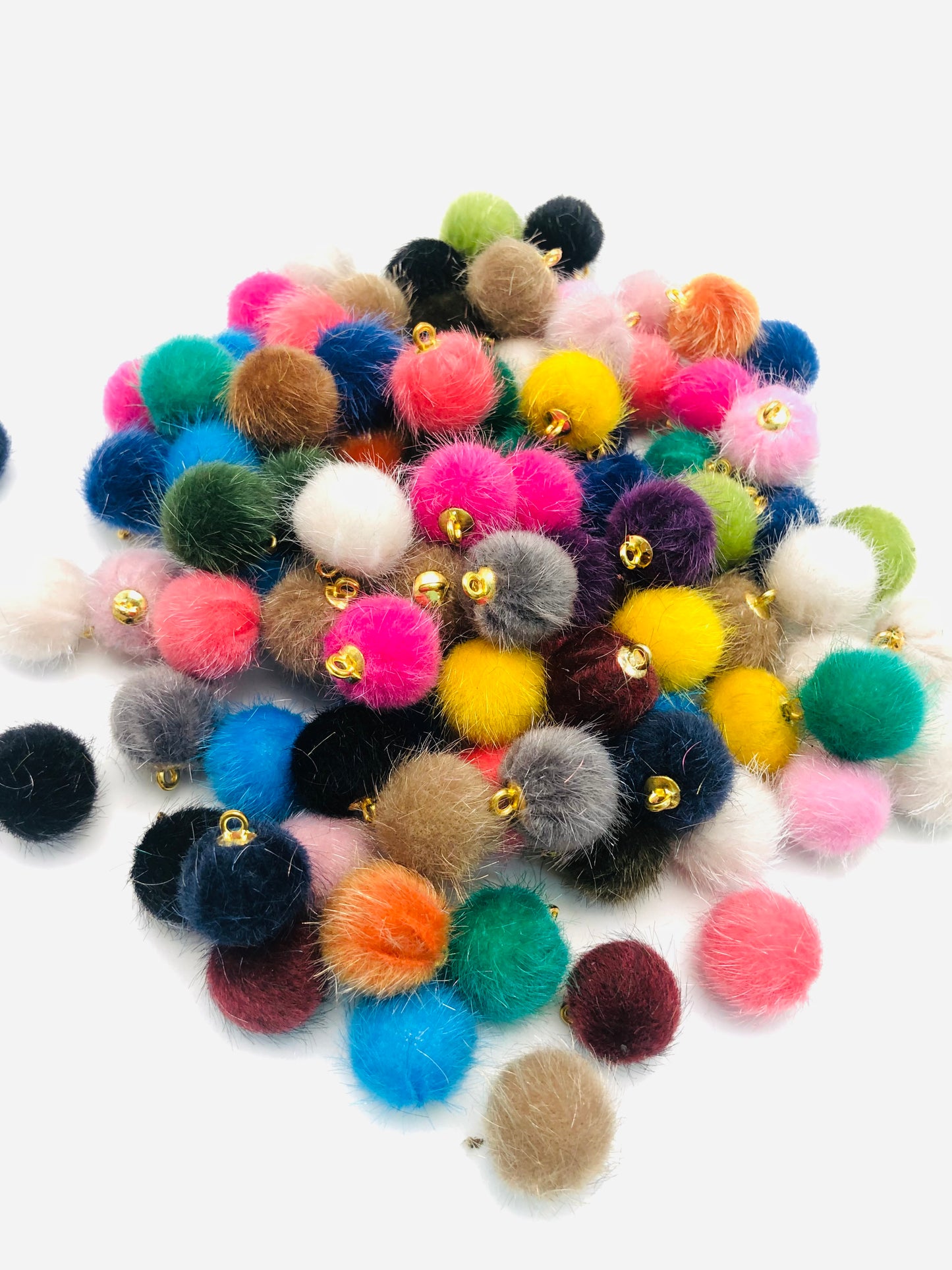 Fuzzy bead downy String of beads pendant Colorful furry pendants Random Mix 15mm