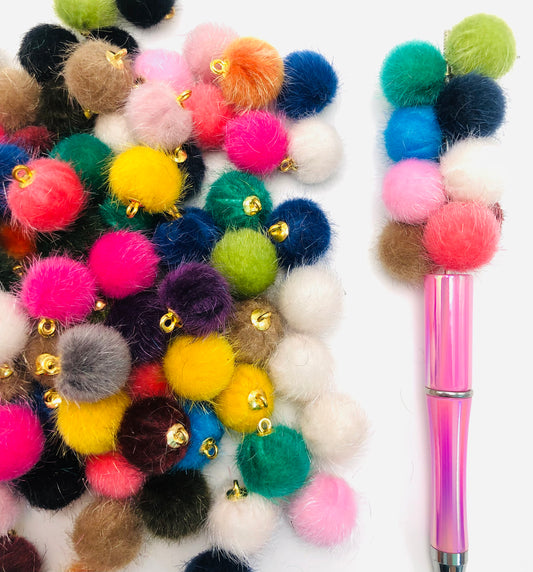 Fuzzy bead downy String of beads pendant Colorful furry pendants Random Mix 15mm