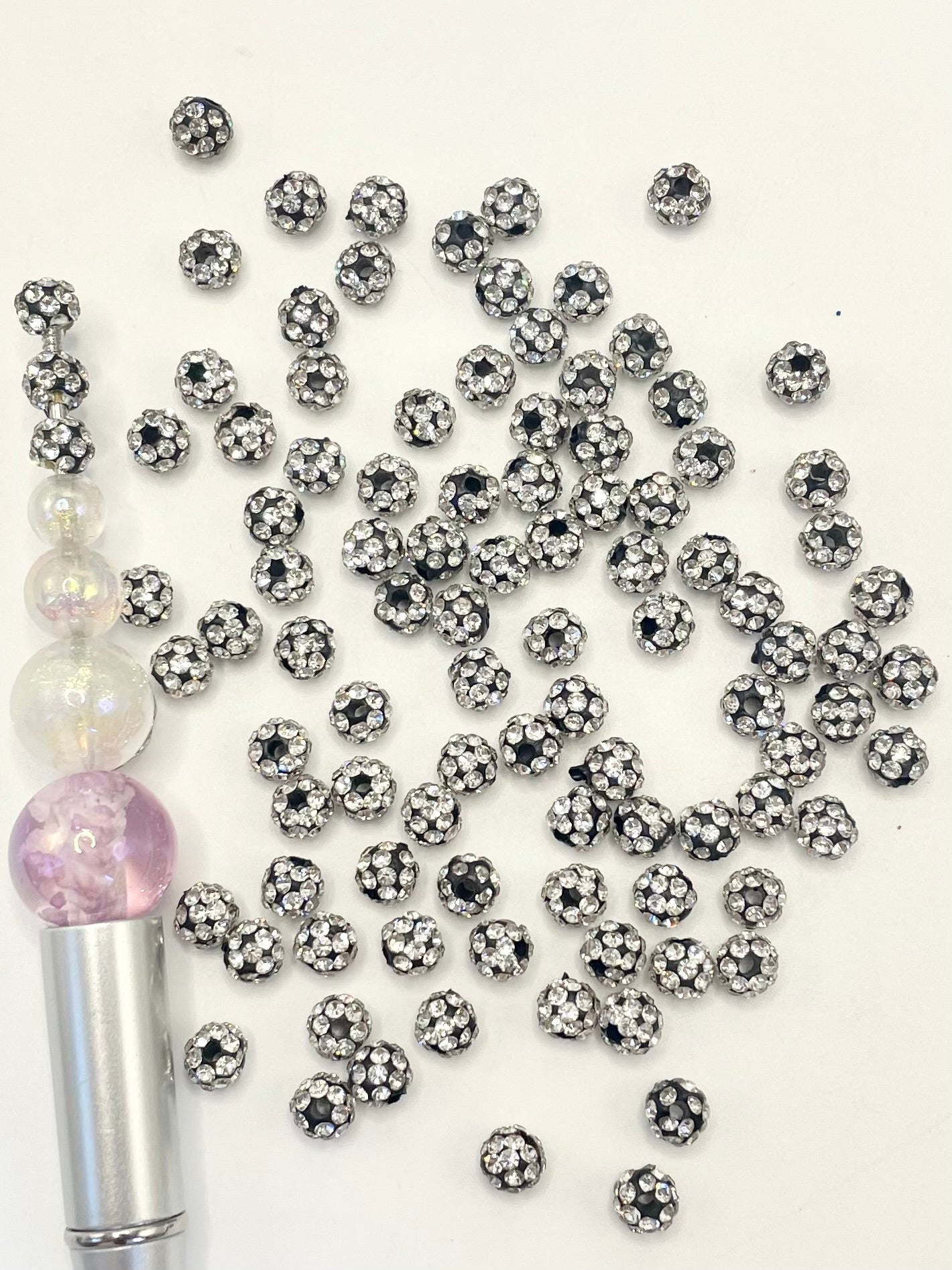 Clay Spacers Beads with colorful Rhinestones,6mm