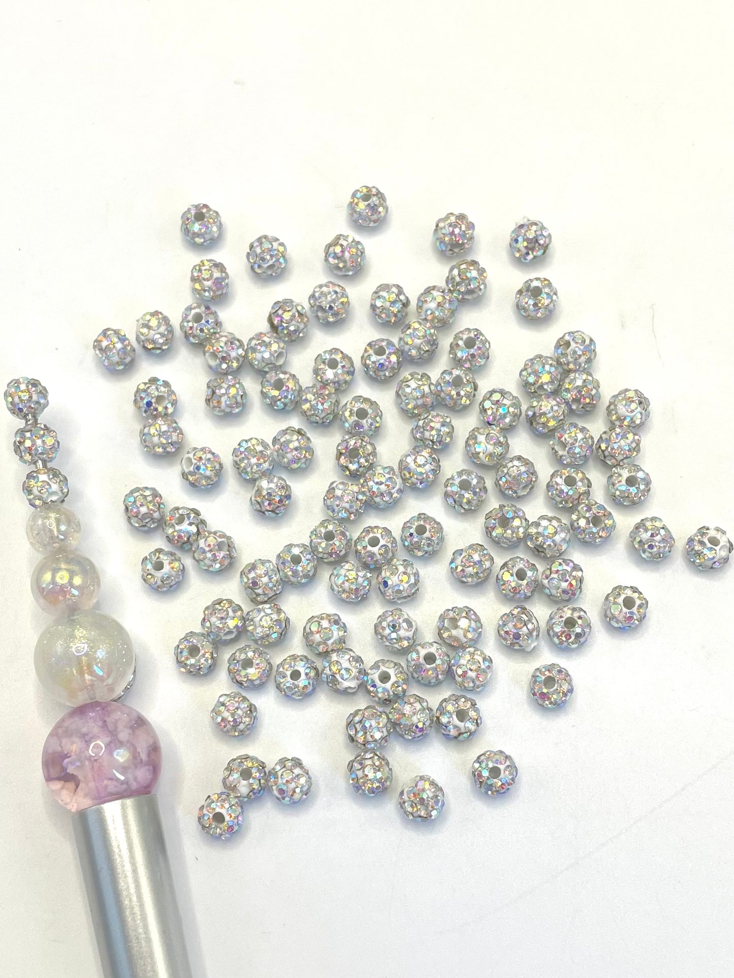 Clay Spacers Beads with colorful Rhinestones,6mm