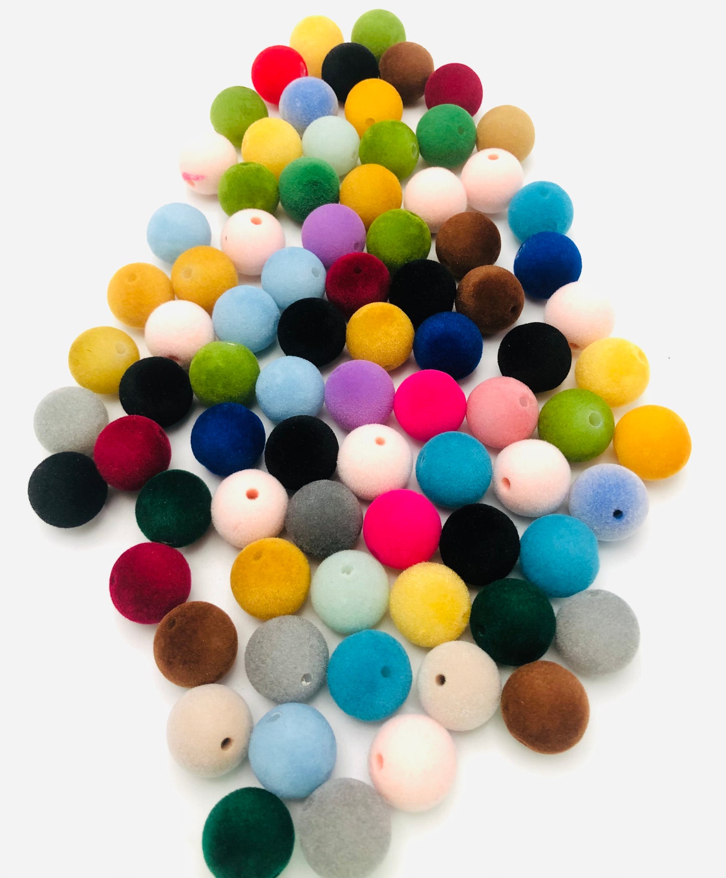 Flock bead flocking Colored flocked beads Fuzzy bead 16mm Random Mix